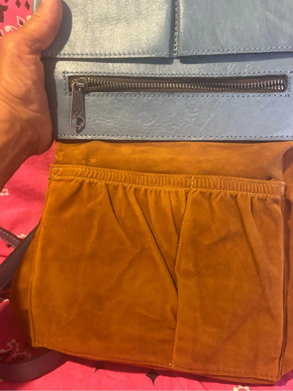Patrica  Nash Embossed Floral Leather Crossbody - Slate Blue